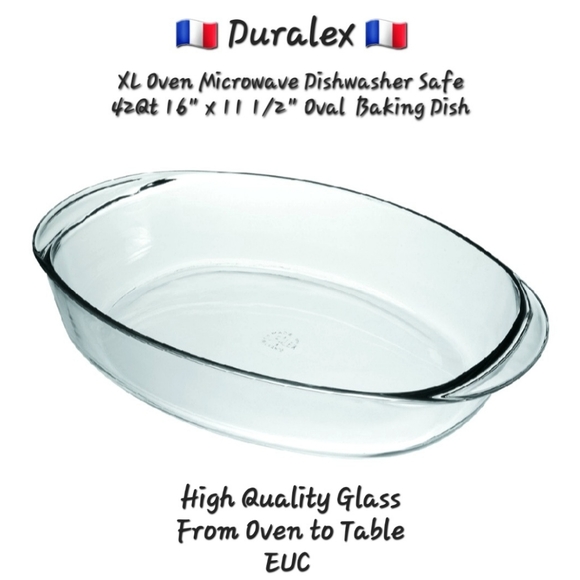 16" x 11.5" 🇫🇷 Duralex Oval Clear  Glass Roasting Baking Dish EUC - Picture 3 of 10